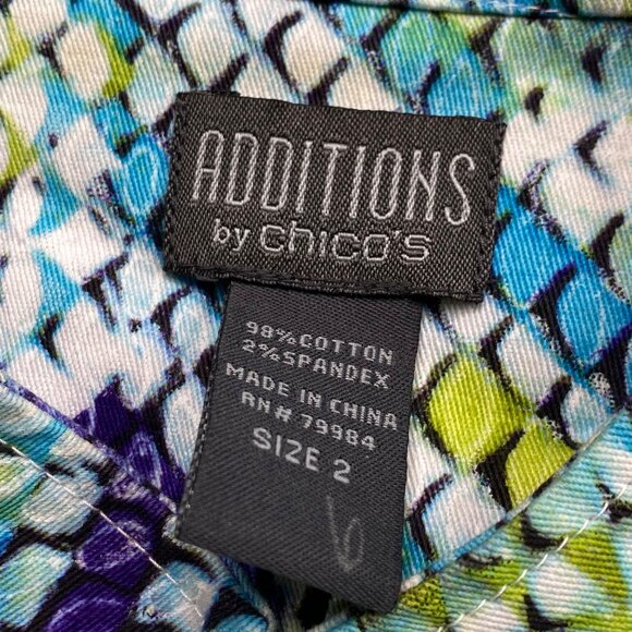 Additions By Chico's Jacket Women's Medium Open Front Denim Colorful Snakeskin - Picture 4 of 10